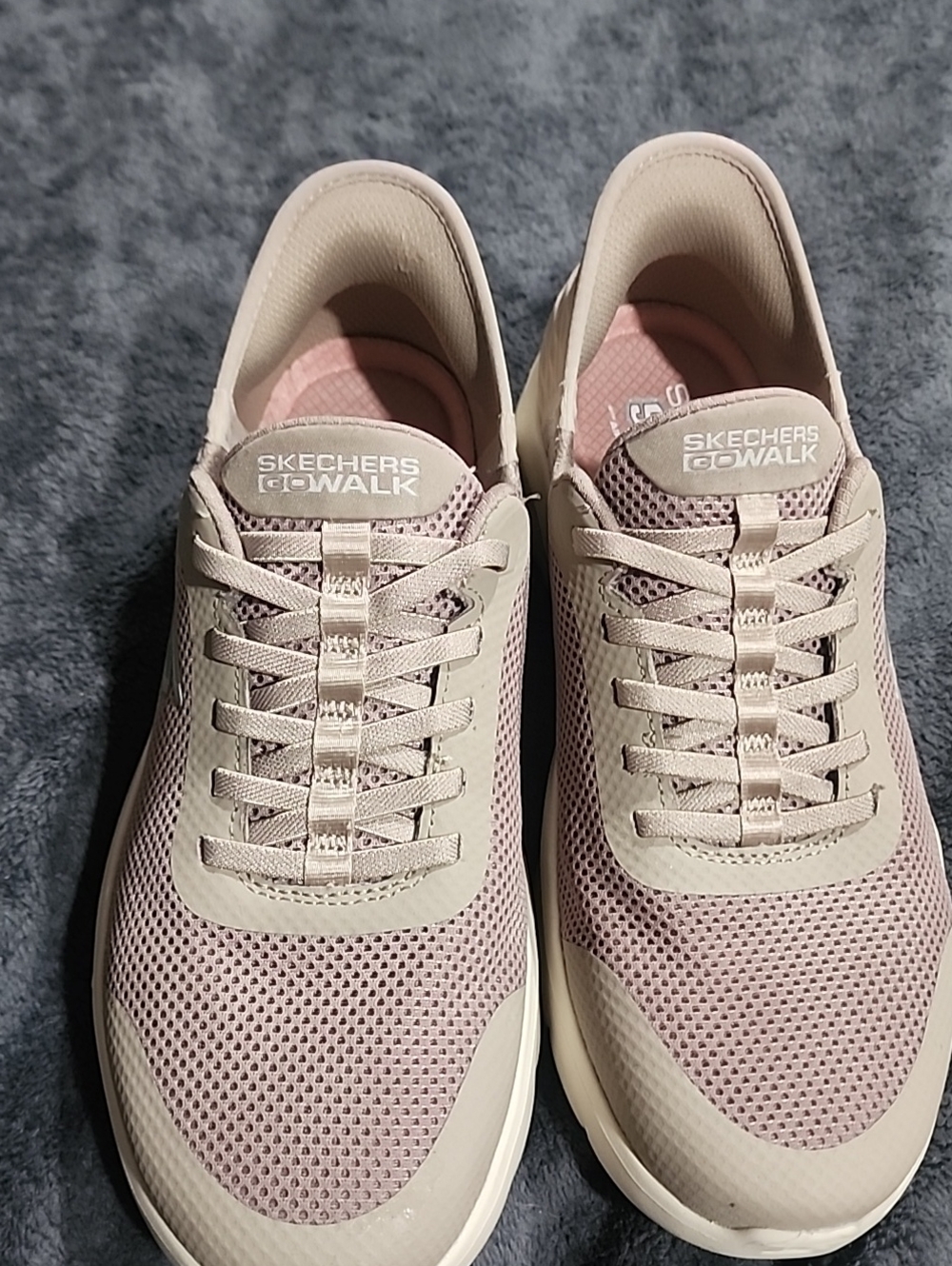 Skechers GOwalk Women's Lace-Up Sneakers in Blush and Cream